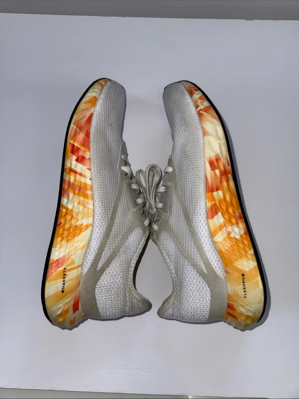 Reebok White Running Sneakers with Orange Yellow Marble Midsole